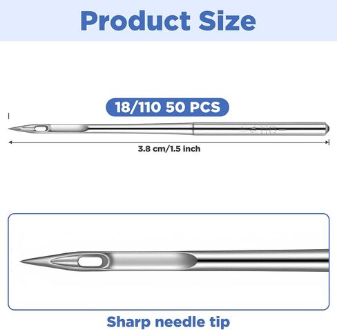 50 Pcs Size 90/14 Sewing Machine Needles, Heavy Duty Machine Needles for Thickened Fabrics, Universal Fit, Home Use in Saudi Arabia