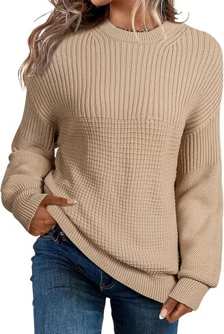 EVALESS Sweaters for Women Cute Lantern Sleeve Pullover Sweater Cable Knit Tops Fall Fashion Clothes Teacher Outfits in Saudi Arabia