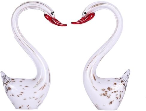 suruim Hand Blown Glass Figurines,Art Glass Sculpture Large,Blown Glass Decor,Glass Swan Figurines Ornament,Blown Glass Art Animals Collection for Home Decor Home Table Decorations (Red) in Kuwait