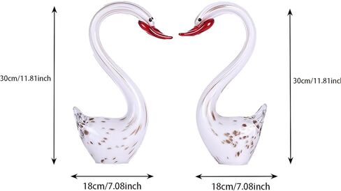 suruim Hand Blown Glass Figurines,Art Glass Sculpture Large,Blown Glass Decor,Glass Swan Figurines Ornament,Blown Glass Art Animals Collection for Home Decor Home Table Decorations (Red) in Kuwait