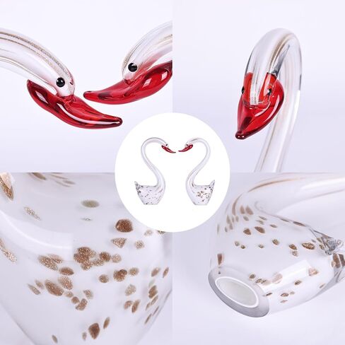 suruim Hand Blown Glass Figurines,Art Glass Sculpture Large,Blown Glass Decor,Glass Swan Figurines Ornament,Blown Glass Art Animals Collection for Home Decor Home Table Decorations (Red) in Kuwait