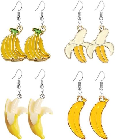 2 Pair Cute Small Banana Earrings for Women Creative Imitate Fruits Stud Earrings Summer Decoration Jewelry Gifts in Kuwait