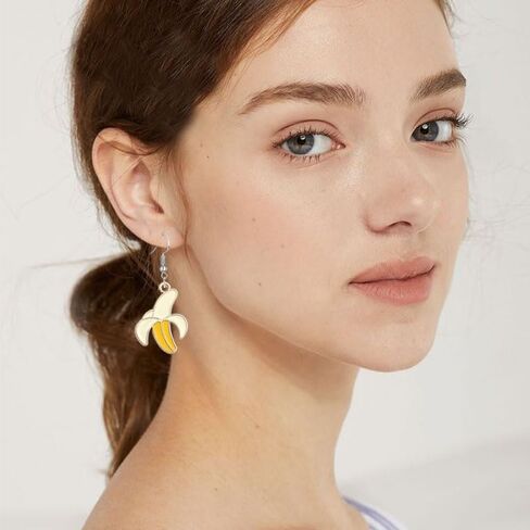 2 Pair Cute Small Banana Earrings for Women Creative Imitate Fruits Stud Earrings Summer Decoration Jewelry Gifts in Kuwait