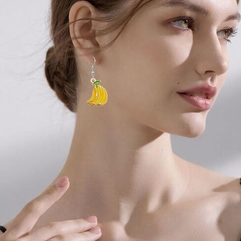 2 Pair Cute Small Banana Earrings for Women Creative Imitate Fruits Stud Earrings Summer Decoration Jewelry Gifts in Kuwait