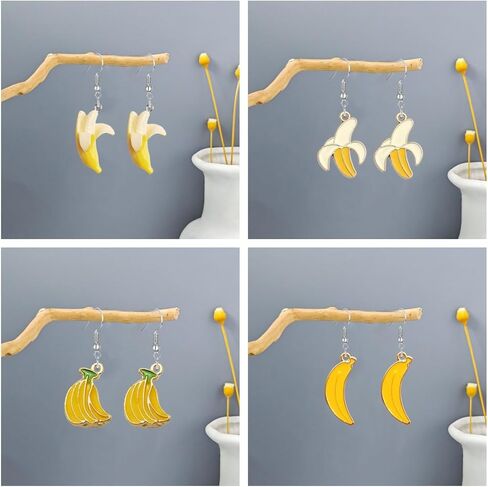2 Pair Cute Small Banana Earrings for Women Creative Imitate Fruits Stud Earrings Summer Decoration Jewelry Gifts in Kuwait