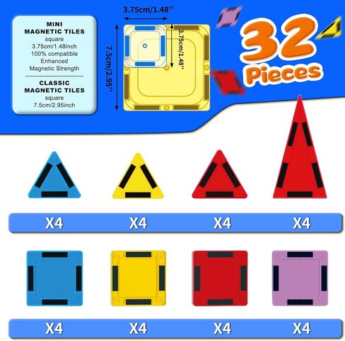 البلاط المغناطيسي - 58 PCS Magnets Building Build Set - ألعاب السفر الحسية للأطفال - ألواح تشغيل STEM Construction Toy -Toy - DIY Window Gifts for Boy ، Girl ، Kids Ages 3-12 in Kuwait
