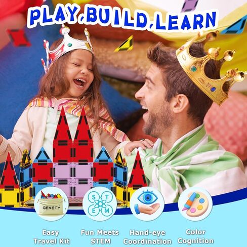 البلاط المغناطيسي - 58 PCS Magnets Building Build Set - ألعاب السفر الحسية للأطفال - ألواح تشغيل STEM Construction Toy -Toy - DIY Window Gifts for Boy ، Girl ، Kids Ages 3-12 in Kuwait