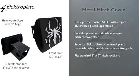 Elektroplate Metalhead Lightening Spider All Metal Black Hitch Cover for Trucks and SUVs | Fits Standard 2" Trailer Hitch Receivers | Premium Weatherproof in Saudi Arabia