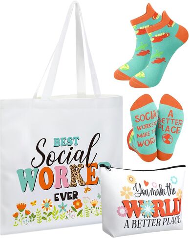 3 Pcs Bee Themed Gifts for Women Funny Honeybee Canvas Tote Bag with Zipper Makeup Bag and Socks in Saudi Arabia