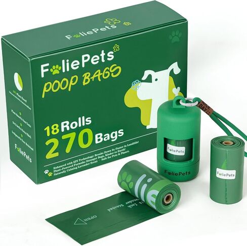 Poop Bags for Dogs - 40% Plant-Based, Extra Thick 9x13 Inch Dog Poop Bags Rolls，Leakproof Waste Bags (270 Counts with Dispenser) in Saudi Arabia