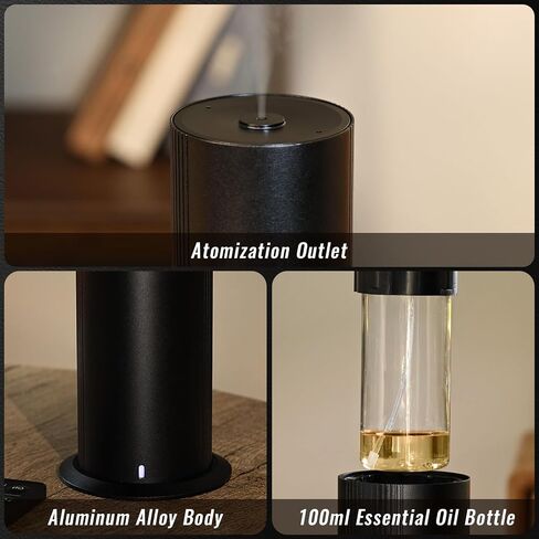Waterless Essential Oil Diffuser for Home and Commercial Use up to 2000 sq ft, Scent Diffuser for Large Room, Bluetooth Hotel Collection Diffuser with App and Remote Control for Office, 100ml, Silver in Saudi Arabia