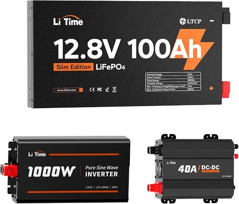 Litime 12V 100ah Slim LifePo4 بطارية -2.36 "تصميم رفيع للغاية ، ومدمج في 100A BMS مع حماية منخفضة الإيقاع ، ويتناسب مع مساحات ضيقة ، مثالية لل RV ، Solar & Marine Use (1) in Kuwait