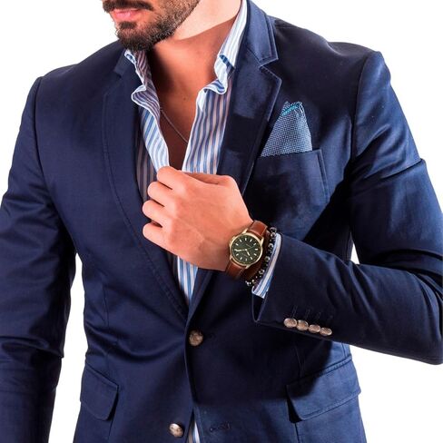 Perry Ellis Solar Powered Mens Watch | Vegan Leather Water-Resistant Analog Wrist Watches for Men | 43mm Case | Aluminum Tachymeter Bezel | Elegant Gift for Man in Saudi Arabia