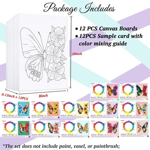 10 مساءً لوحات قماش مسبقة من القماش 8x10 SIP و الطلاء للبالغين الفتاة للسيدات تاريخات ليلية للطلاء مع تصميمات الطلاء تصميمات الطلاء لزهور الفراشات المبتدئين in Kuwait