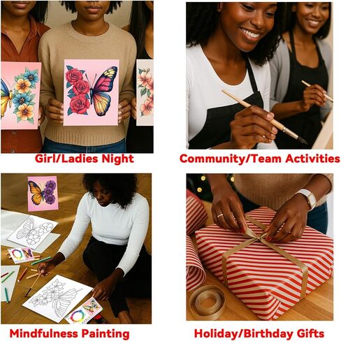 10 مساءً لوحات قماش مسبقة من القماش 8x10 SIP و الطلاء للبالغين الفتاة للسيدات تاريخات ليلية للطلاء مع تصميمات الطلاء تصميمات الطلاء لزهور الفراشات المبتدئين in Kuwait