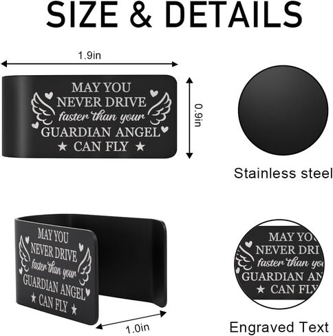 May You Never Drive Faster Than Your Guardian Angel Visor Clip for Cars, New Driver Gifts, Car Automotive Visor Accessories, Drive Safe Religious Gifts for Drivers Friends Family in Kuwait