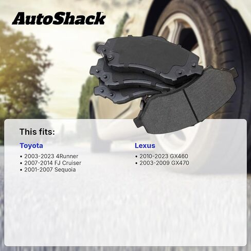 منصات فرامل السيراميك الأمامية والخلفية Autoshack تم تعيينها ببديل 8pcs لعام 2001-2007 Toyota Sequoia 2003-2023 4Runner 2007-2014 FJ Cruiser 2003-2009 LEXUS GX470 2010-2023 GX460 4.0L 4WD AWD RWD SCD976-606 in Kuwait