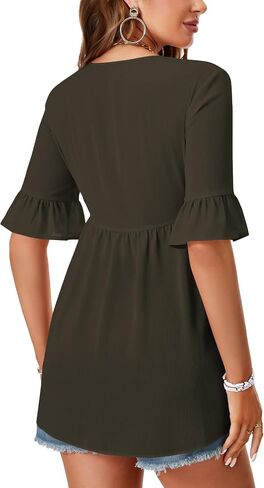 Lyaner Women’s V Neck Flouse نصف الأكمام التعادل في التستر على الشاطئ بلوزة كارديجان in Kuwait