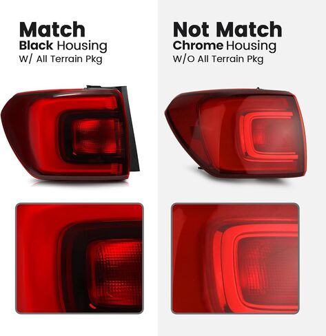 LED Tail Light Compatible with 2020 2021 2022 2023 GMC Acadia Denali SL SLE SLT Outer Taillight Chrome Bezel Rear Driving Brake Lights Assembly Replace OEM# 85150719 GM2800316 (Left Driver Side) in Kuwait