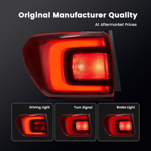 LED Tail Light Compatible with 2020 2021 2022 2023 GMC Acadia Denali SL SLE SLT Outer Taillight Chrome Bezel Rear Driving Brake Lights Assembly Replace OEM# 85150719 GM2800316 (Left Driver Side) in Kuwait