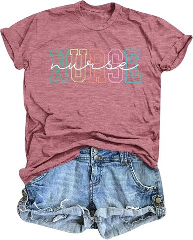 ASTANFY Nurse Tshirts Shirts Women Nurse Gifts School Nurse Summer Tops Short Sleeve Shirts in Saudi Arabia