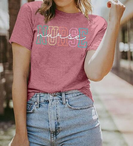 ASTANFY Nurse Tshirts Shirts Women Nurse Gifts School Nurse Summer Tops Short Sleeve Shirts in Saudi Arabia