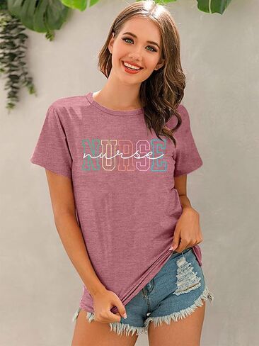 ASTANFY Nurse Tshirts Shirts Women Nurse Gifts School Nurse Summer Tops Short Sleeve Shirts in Saudi Arabia