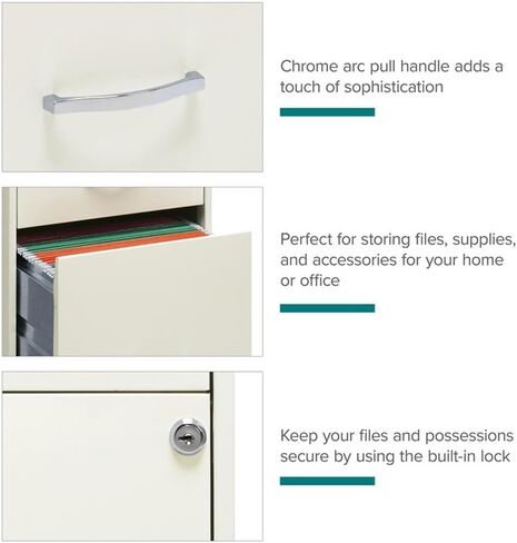 Pemberly Row 3 Drawer Modern Metal Vertical File Cabinet with Lock in Silver in Kuwait