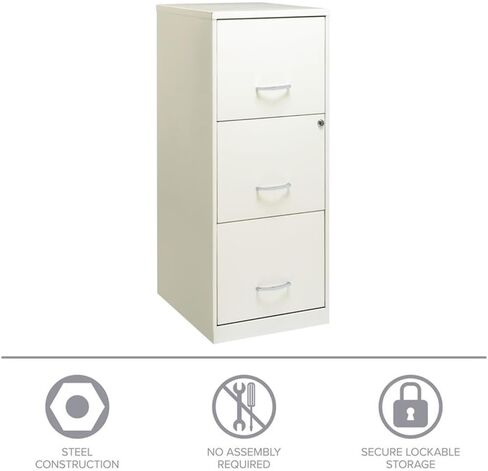 Pemberly Row 3 Drawer Modern Metal Vertical File Cabinet with Lock in Silver in Kuwait