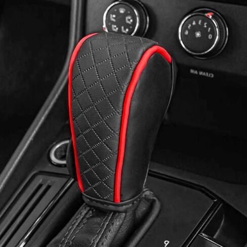 Leather Gear Shift Cover, Anti-Slip Car Gear Shift Knob Cover, Stick Shift Protector Cover for Cars, Trucks, SUVs, Automotive Decorative Accessories for Shifter Lever Protections (Red) in Kuwait