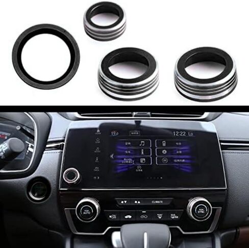 4pcs Aluminum Interior Console Trim Compatible with Honda CRV CR-V 2017 2018 2019 2020 2021 AC Air Conditioning Knob Start Stop Button Navigation Volume Knob Cover Trim (4Pcs Red) in Saudi Arabia