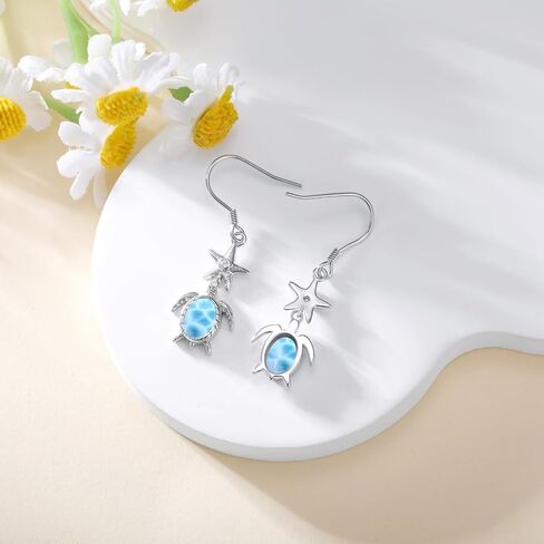 Turtle Earrings for Women - 925 Sterling Silver & Natural Peridot - Dangle Drop Earrings - Summer Turtle Jewelry Gifts in Saudi Arabia
