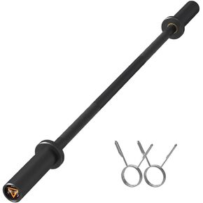 4FT Olympic Barbell Bar, 47Inch Straight Weight Bar with 2 Collars, Solid Olympic Bar with Bearings, 500Lbs Capacity Weightlifting Bar for Home Gym Strength Training, Suitable for 2 Inch Plates