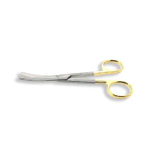 Cynamed TC Mayo Dissecting Scissors with Tungsten Carbide Inserts and Gold Rings - Long, Thick Precision Shears - Medical Grade Premium Quality Stainless Steel (5.5 in, Curved Blades)