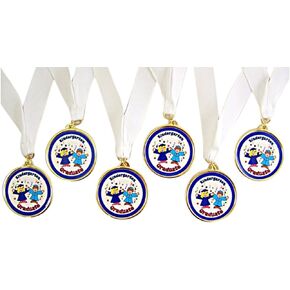 Pack of 6 I Graduated from Kindergarten Graduation Award Medals on White Ribbons, 2 1/2 Inch