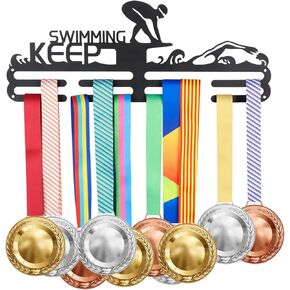 SUPERDANT Artistic Swimming Medal Hanger Display Woman Water Ballet Sports Medal Display Rack for 60+ Medals Trophy Holder Awards Ribbon Holder Display Wall Hanging Athlete Gift