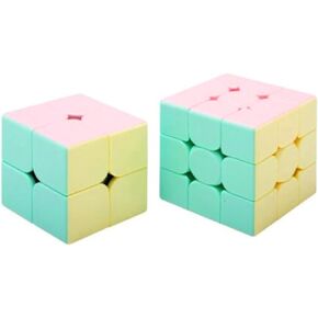 مجموعة مكعبات السرعة من Cuberspeed QiDi S Jelly 2x2 المكعب السحري والمحارب W 3x3 مكعب سرعة جيلي بدون ملصقات