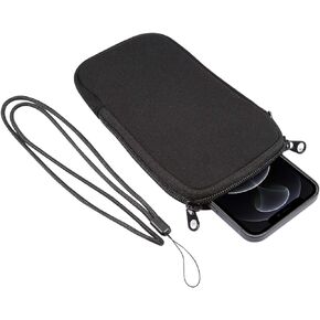 Water Repellent Neoprene Cell Phone Sleeve Zip Wallet Pouch for LG Stylo 6 V60 ThinQ LG Velvet 5G Moto G Stylus 2022 Moto G22 G Power 2022 Moto G Pure 2021 TCL 20 SE 20L 20 5G (Black)