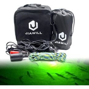 مصباح LED للصيد تحت الماء من Jiawill 297 مصباح LED 9 فولت - 35 فولت 41.8 واط 4000 لومن لجذب الأسماك الليلية بطول 33 قدمًا (10 متر) (أخضر) in Kuwait