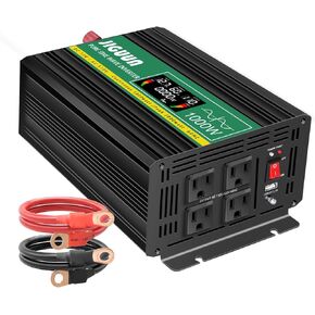 JIGUUN 2000 Watt Pure Sine Wave Inverter 12v DC to 110/120v AC, Car Converter Inverter 4 AC Sockets and 1 USB Output, LCD Display for RV Truck Home Camping