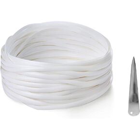 Rattan Furniture Fixing Kit (Contains Weaving Tool), Wicker Repair Material, White Flat Plastic Woven Material for Installing Rattan Furniture and Garden Chair Basket -70m (220 ft)