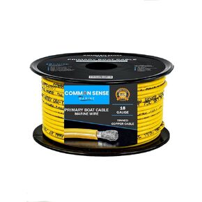 18 AWG UL 1426 (The Real Thing) Marine Wire - Tinned Copper Boat Cable - 20 Feet - Yellow -Made in The USA