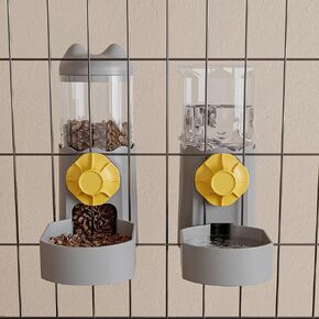 موزع مياه طعام أوتوماتيكي معلق على شكل قفص للقطط من Oneluck، مجموعة موزع مياه ومغذي للكلاب الجاذبية، وعاء طعام وموزع طعام كيتي للجرو الأرنب خنزير غينيا خنزير القنفذ، رمادي in Kuwait