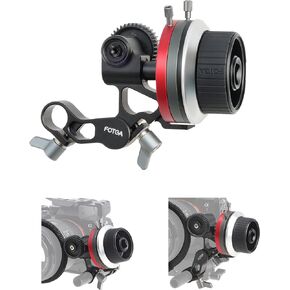 Fotga Aluminum Mini Pocket A/B Stops Lens Follow Focus Lever Camera Focus Puller Compatible 15mm Rod Rail Rig Damping No-Slip Handwheel for DSLR Mirrorless Camcorder Camera Cage Rig