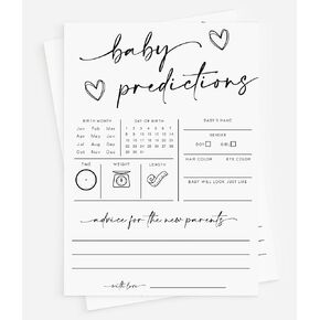 50 Baby Shower Game Large Picture Predictions and Advice Cards, New Mom & Dad Card or Mommy & Daddy to Be, Girl or Boy Babies New Parent Message Advice Book Fun Gender Neutral Party (50-Cards)