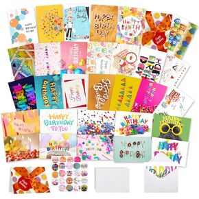 Joyberg 32 PCS Happy Birthday Cards Bulk with Envelopes, 4x6 Assorted Birthday Cards