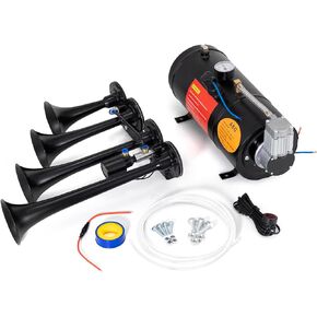FARBIN 150 PSI 0.8gal Air Compressor 12V Air Tank Can for Train Horn, Air Horn, Inflating Tires, Air Mattresses (0.8 gal Black air Compressor)