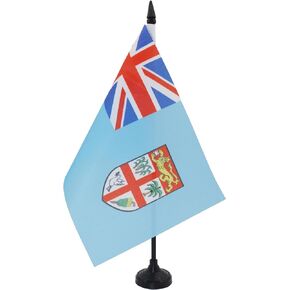 AZ FLAG Fiji Table Flag 5'' x 8'' - Fijian Desk Flag 21 x 14 cm - Black Plastic Stick and Base