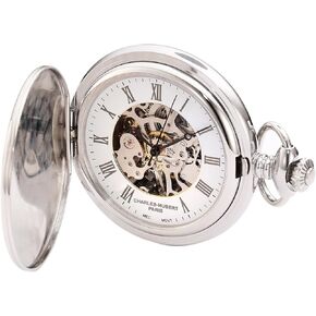 Charles-Hubert, Paris 3929 Premium Collection Stainless Steel Mechanical Pocket Watch