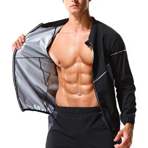LAZAWG Sauna Suit for Men Sweat Sauna Jacket Long Sleeve Workout Zipper Sweat Top Gym Fitness Sauna Shirt